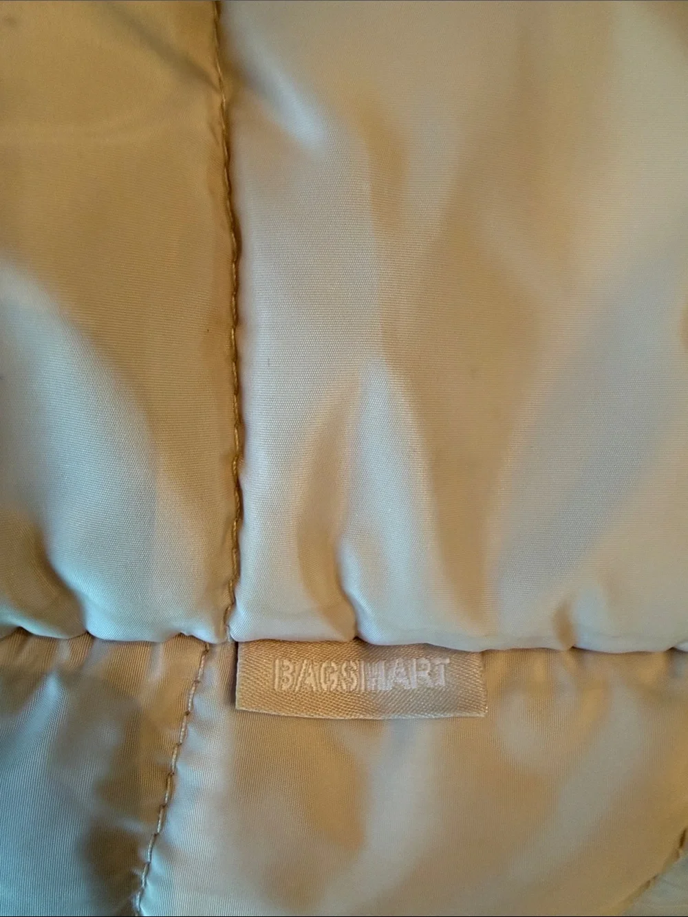 Cream Quilted Puffer Tote Bag